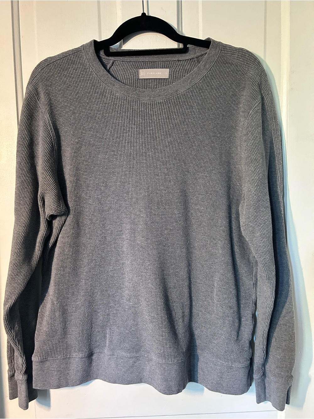 Everlane Men's Crewneck Waffle Knit Sweater - Light Gray